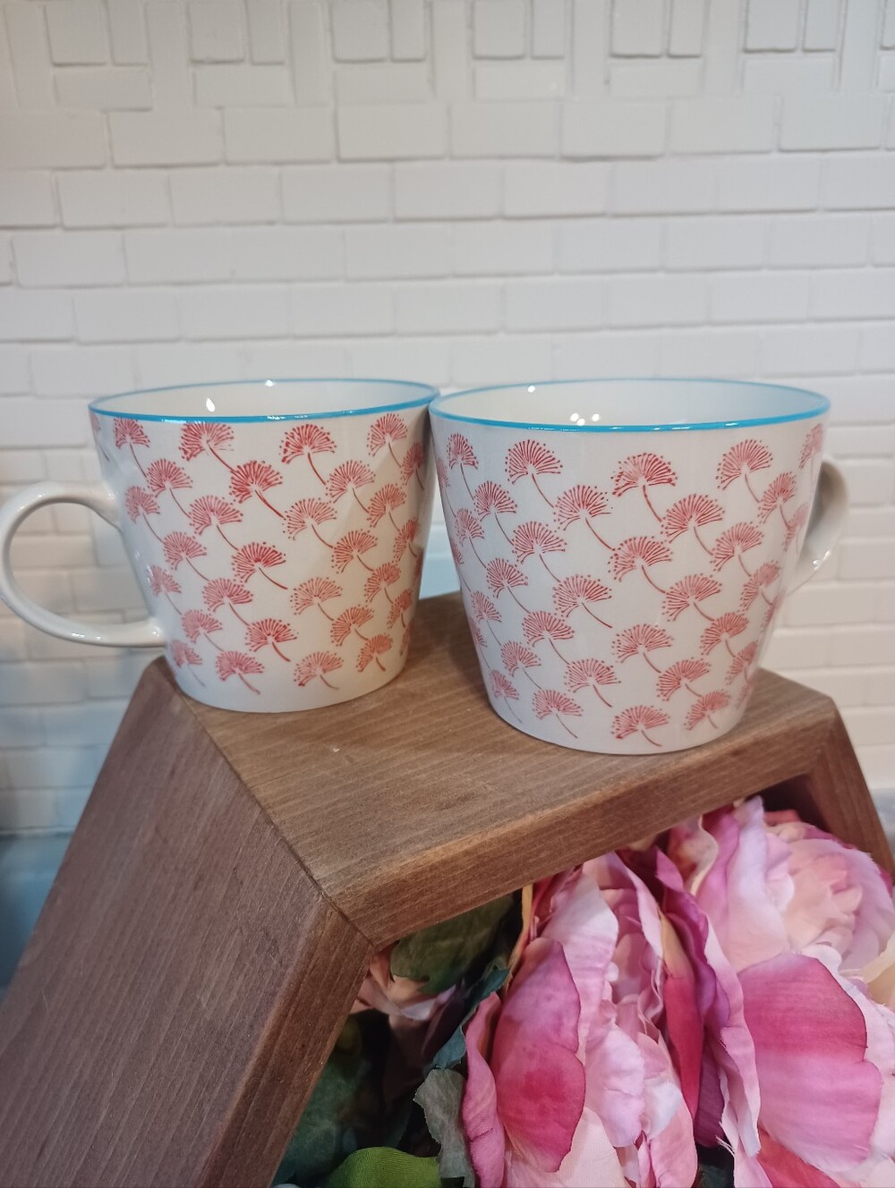 Wicker Emporium Blossom Dandelion Boho Farmhouse Shabby Coffee Tea Mug Cups